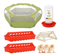 Small Animal Playpen, 5-In-1 Chicken Brooder Box for Chick Starter Kit, Chick Playpen Includes Pet Cage Tent, Chick Feeder, 1.1L Chick Waterer, Baby
