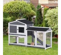 Small Animal Playpen Cage - Anti-uv And Weather Resistant - Non-slip Ramp - Removable Bottom Sliding Trays - Color: Grey, White, Black - Material: Fir Wood - 1 X Rabbit Hutch - 1 X Manual