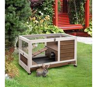 Small Animal Playpen Cage - Solid Fir Wood - Raised Design Keeps Your Small Animals Secure - Ideal For Rabbits - Color: Brown - Includes: 1 X Rabbit Hutch - 1 X Manual - 35.5" L X 20.75" W X 23.25" H