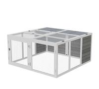 Small Animal Playpen Cage - Stable Wooden Frame Structure - Suitable For Many Occasions - Openable And Foldable Roof - Color: Gray - Materials: Fir Wood, Metal - Includes: 1 X Rabbit Hutch - 1x Manual