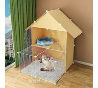 Small Animal Playpen DIY Pet Playpen Cat Cage Playpen Training Yard Fence Fence Cage With Door Small Animal Cage Enclosure Metal Wire Fence(Blue-75 * 75 * 109cm)