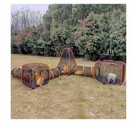 Small Animal Playpen Outdoor Portable Outdoor Cat Tent with Tunnel Foldable Pop Up Playpen Enclosure Mesh House