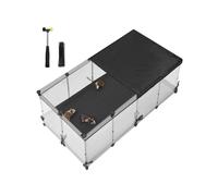 SONGMICS Small Animal Playpen, Semi-Transparent Panels, Breathable Top, Waterproof Fabric Mat, Indoor Rabbit Run, Guinea Pig Cage, 144 x 74 x 47 cm, Cloud White LPC015W01