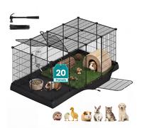 Small animal playpen with mat and secure doors, Ink Black / 140 x 70 x 55 cm