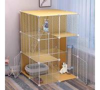 Small Animal Playpens Cat Cage,cat Playpen Metal Wire Kennels Crate Small Animal Cage Ideal For 1-2 Cat(Size:75 * 75 * 109cm) FANDIAO
