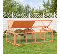 Small Animal Run Box Brown Solid Pine Wood 200x112.5x74 cm Outdoor Garden Run XL