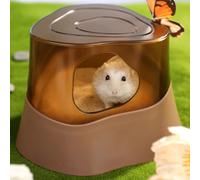 Small Animal Sand Bath Box: Hamster Bathroom Shower Room with Tree Stump-Shaped - Small Pet Critter's Digging Sand Container for Hamsters Mice Lemming Gerbils Brown