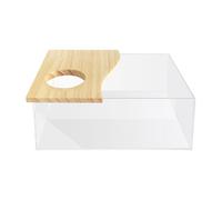 Small Animal Sand-Bath Box - Transparent Rectangle Hamster Sand Bath Box, Sandbox Container For Hamsters, Clear Acrylic Wood Bathroom Pet Tub | For Gerbil Toilet Playground Grooming Bathing Playing