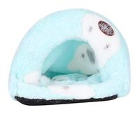Small Animal Sleeping Cage House, Warm Flannelette Hamster Bed with Sponge Padding, Cozy Winter Pet House for Hamsters Rabbits Rats Guinea Pigs, Machine Washable Enclosed (S)