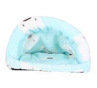 Small Animal Sleeping Cage House, Warm Flannelette Pet Bed for Hamster Rabbit Rat, Winter Insulated Cozy Hideaway with Sponge Cushion for Guinea Pig Hedgehog Ferret (L)