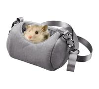 Small Animal Travel Backpack - Cosy Plush Fabric, Breathable Transparent Mesh, Adjustable Shoulder Strap, Portable Cylindrical Protective Bag | For Hamster Chinchilla Squirrel Canister