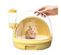 Small Animal Travel Cage - Compact Ventilated Carrier with Built In Water Bottle for Stress Free Outdoor Camping, Secure Rotating Top with Comfortable Handle, Pet Transport Case for Hamster Hedgehog