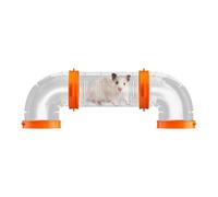 Small Animal Tube, Hamster Playground Tunnel, Interactive Maze System, Ventilated Structure, Easy-to-Assemble Set, Multiple Pieces, Orange, Habitat Exploration Toy