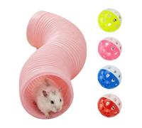 Small Animal Tubes Interactive Toy for Small Animals with Bell | Hamster tunnel tube for gerbils, chinchillas, ferrets and squirrels to accommodate in the cage in the