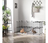 PawHut DIY Pet Playpen Metal Wire Fence Indoor Outdoor Rabbit Small Animals Cage 36 Panel Enclosure Black