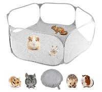 Small Animals Cage Tent Hamster Playpen Breathable & Transparent Pet Playpen Pet Cage Tent Pop-Up Exercise Fence Portable Yard Fence for Guinea Pig Hamster Chinchillas Kitten Rabbits (Gray)