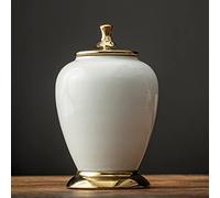 Small Animals Pet Dog Cat Memorial Suitable Home Fireplaces Burial Ceramics Ash Urn Sealed Cremation Funeral Ashes Keepsake Animal Urn(White 11.7X18cm)