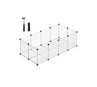 SONGMICS Pet Playpen with Floor, Small Animal Enclosure, DIY Plastic Cage, Indoor Run for Hamsters, Rabbits, Hedgehogs, Guinea Pigs, 143 x 73 x 46 cm, White LPC02W