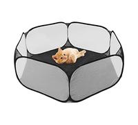Small Animals Playpen, Foldable Kitten Tent Playpen Breathable Bunny Enclosure Cage Portable Cat Birthing Nesting Box for Rabbits Guinea Pig Hamster (Black)