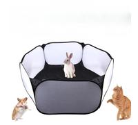 Small Animals Playpen, Portable -up Open Interactive Pet Tent, Indoor Outdoor Fence for Rabbits, Pig, Hamster, Chinchillas, Kittens, Puppies (Black, 120X61X37CM)