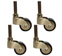 Small Antique Swivel Castor Wheels,Solid Polished Brass Furniture Casters,360° Rotation Rubber Wheels,with Screws,Replacement for Furniture,Sofa,Chair,Cabinet,Load 150kg,Set of 4 (D)