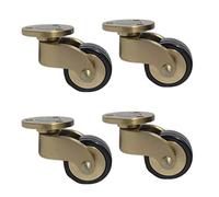 Small Antique Swivel Castor Wheels,Solid Polished Brass Furniture Casters,360° Rotation Rubber Wheels,with Screws,Replacement for Furniture,Sofa,Chair,Cabinet,Load 150kg,Set of 4 (F)