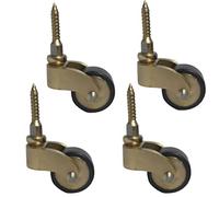 Small Antique Swivel Castor Wheels,Solid Polished Brass Furniture Casters,360° Rotation Rubber Wheels,with Screws,Replacement for Furniture,Sofa,Chair,Cabinet,Load 150kg,Set of 4 (A)