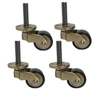 Small Antique Swivel Castor Wheels,Solid Polished Brass Furniture Casters,360° Rotation Rubber Wheels,with Screws,Replacement for Furniture,Sofa,Chair,Cabinet,Load 150kg,Set of 4 (E)
