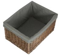 Small Antique Wash Grey Cotton Grey Lined Willow Storage Baskets Red Hamper Grey M