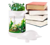 Small Aquaponic Aquarium, Desktop Betta Aquarium, Translucent Quiet Water Tank with Filter System, Desk Hydroponic Aquarium Ecosystem for Home, Fish Shop, Home Decoration