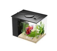 Small Aquarium 3.7 L, Acrylic Aquarium Starter Set with LED Lighting and Filter Pump, Mini Betta Aquarium Fish Tank for Small Fish Shrimp Plants, Desktop Decoration for Room Office, Black