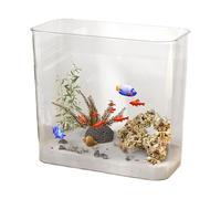 Small Aquarium, Betta Fish Tank, 12.2x6.1in Compact Desktop Design, Stylish Landscape View, Authentic Easy Maintenance Turtle Fish Habitat for Home, Hotel, Restaurant