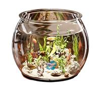 Small Aquarium, Cylinder Guppy Tank Transparent Fish Aquarium, Compact Ornamental Fish Water Animal Container for Home Table Top or Desktop Display
