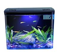 Small Aquarium, Fish Tank 1.3 Gallon Small Aquarium Clear Tank with 3 Layer Filter & LED Light, Self Cleaning Desktop Fish Home Decor for Betta, Shrimp, Goldfish Black