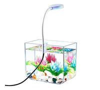 Small Aquarium with Clip Lighting and Transparent Non-Slip Base | Desktop Aquarium for Fighting Fish | for Home Bedroom Living Room Apartment Beginner Adult Child Observation