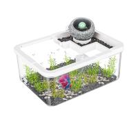 Small Aquariums- Quiet Desktop Landscape Aquarium with LED Light and USB Pump, Mini Fish Tank for Betta | Shrimp, Jellyfish, and Aquaponics Tiny for Bedroom, Studio, Bookshelf, Gold