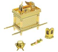 Small Ark of the Covenant Model Replica - Biblical Tabernacle with Aaron'S Rod, Manna & Stone Tablets for Collectors Gold