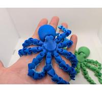 Small Articulating Octopus Figurine - 3D Printed Flexible Desk Ornament | Handmade PLA Display Piece in 5 Colours (Blue)
