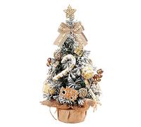 Small Artificial Desktop Christmas Tree with Cloth Bag Base, 19.7 inch Mini Snowflake Christmas Tree Including Christmas Candy Cane, Golden Fruit, Tennis Ball for Home Party Decoration.