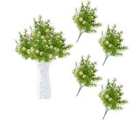 Small Artificial Flowers Faux Flower - that Look Real Bunches Outdoor Fake Wild Floral Arrangement for Kitchen Garden Table Centerpiece Wedding White 0810