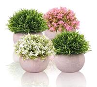Small Artificial Plants Indoors for Bathroom, Small Fake Plants in Pots, Mini Plastic Potted Plant, Faux Plant for Office Decor, Desk, Bedroom, Bathroom, Kitchen, Home Summer Decoration, Mother's Day.