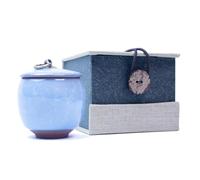 Small Ashes Urn Pet Ashes,Cremation Urns Ceramics Memorial Ashes Urn,Sealed and Moisture-Proof,Handicrafted Ceramic Coffins for Pets or Humans to Keep Ashes (Blue)