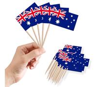 Small Australia Toothpick Flags Little Cake Toppers for Cakes Decorations,100pcs Mini Australian Flags On Cocktail Sticks for Cakes Sandwich Food Cupcake Toppers World Cup Pub Royal Event Decor
