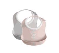 Small Baby Bib, 2-pack - Grey/Powder pink