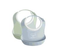 Small Baby Bib, 2-pack - Powder Green/ Powder Blue