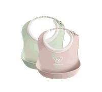 Small Baby Bib, 2-pack - Powder Green/ Powder Pink