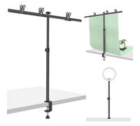 Small Backdrop Stand 3x3.3ft, Adjustable Photo Kit With 3 Clamps, Portable Background Support for Parties Photoshoot, Table T-Shape Banner Holder for Photography Paper