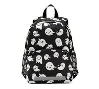 Small Backpack for Toddler Boys Girls, Halloween White Ghosts Black Kids School Bag Travel Backpack 3-6 Years, Medium