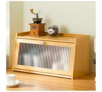 Small Bamboo Kitchen Pantry Sideboard - Freestanding Storage Cabinet with Magnetic Flip-Top Door Ideal for Bottles & Dishes Console Dining Cupboard Wooden 50x27cm/20x11in
