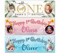 Small Banner 2 x 3ft | Personalised 1st Happy Birthday Photo Banner | 1st Birthday Decorations for Girls | First Birthday Decorations Girl | 1st Birthday Banner Girl | Pink